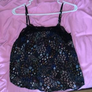 Blue floral crop top tank